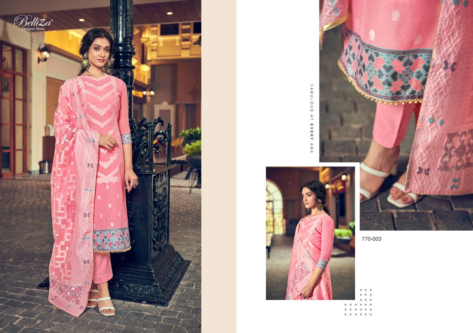 ODHNI BY Belliza 770-001 TO 770-006 SERIES Pakistani Stylish Embroidered Pure Cotton Dresses At Wholesale Price